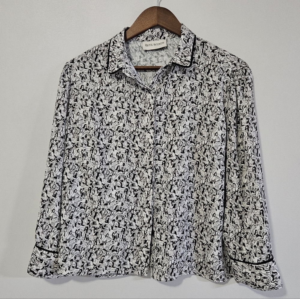 Rachel Antonoff Black and White Patterned Top
